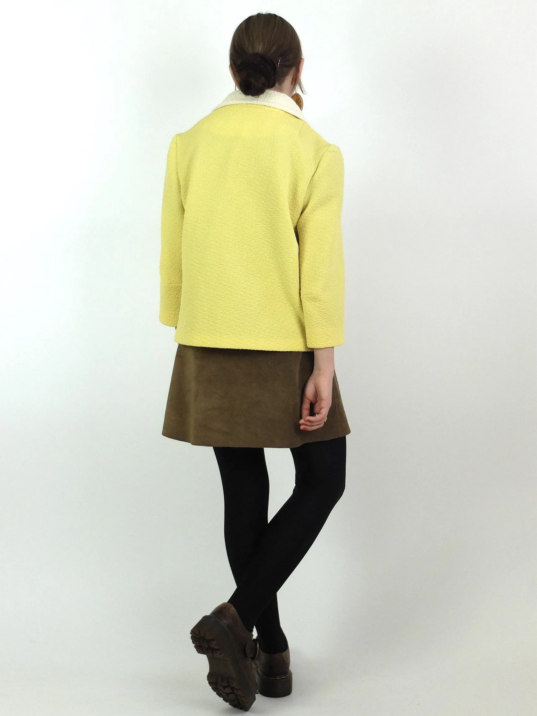 60s Mod Yellow Pastel Collared 3/4 Sleeve Blazer Jacket