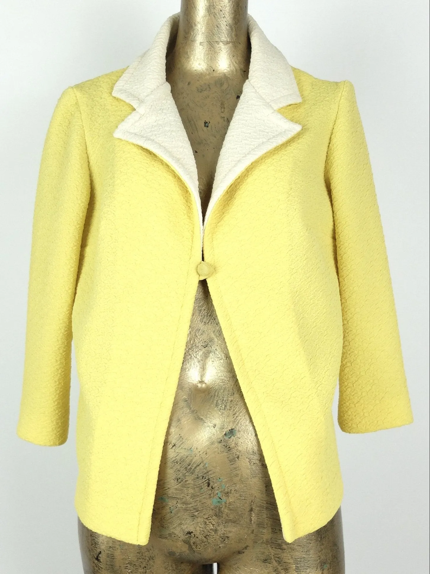 60s Mod Yellow Pastel Collared 3/4 Sleeve Blazer Jacket