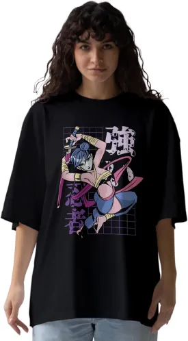 Anime Warrior Girl Trendy Oversized T-Shirts for Women, Cotton T-Shirts, Perfect for Casual Wear | WB.6.25