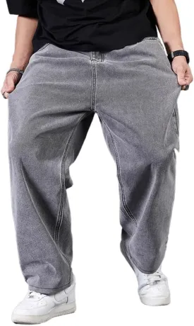 Baggy Jeans Men Relaxed Fit Straight Wide Leg Long Denim Pants Casual Work Hip Hop Jeans Trousers