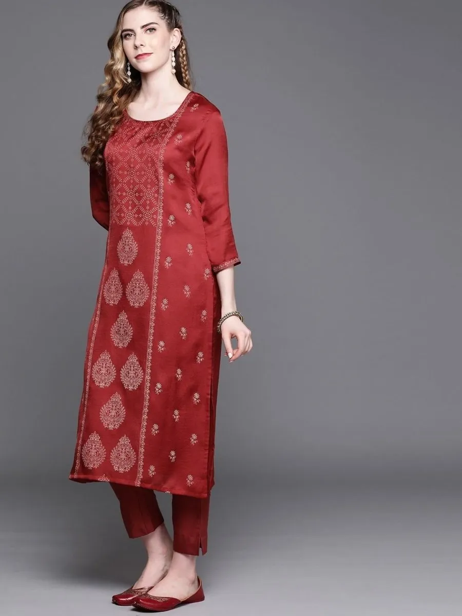Black and Maroon Printed Kurta with Palazzo