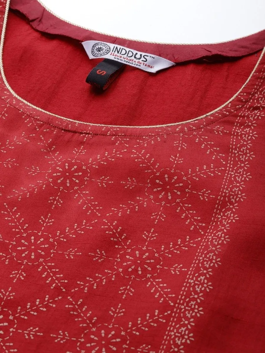 Black and Maroon Printed Kurta with Palazzo