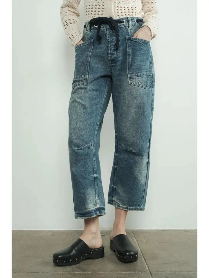Denim Pants with Eyelet Waist NB
