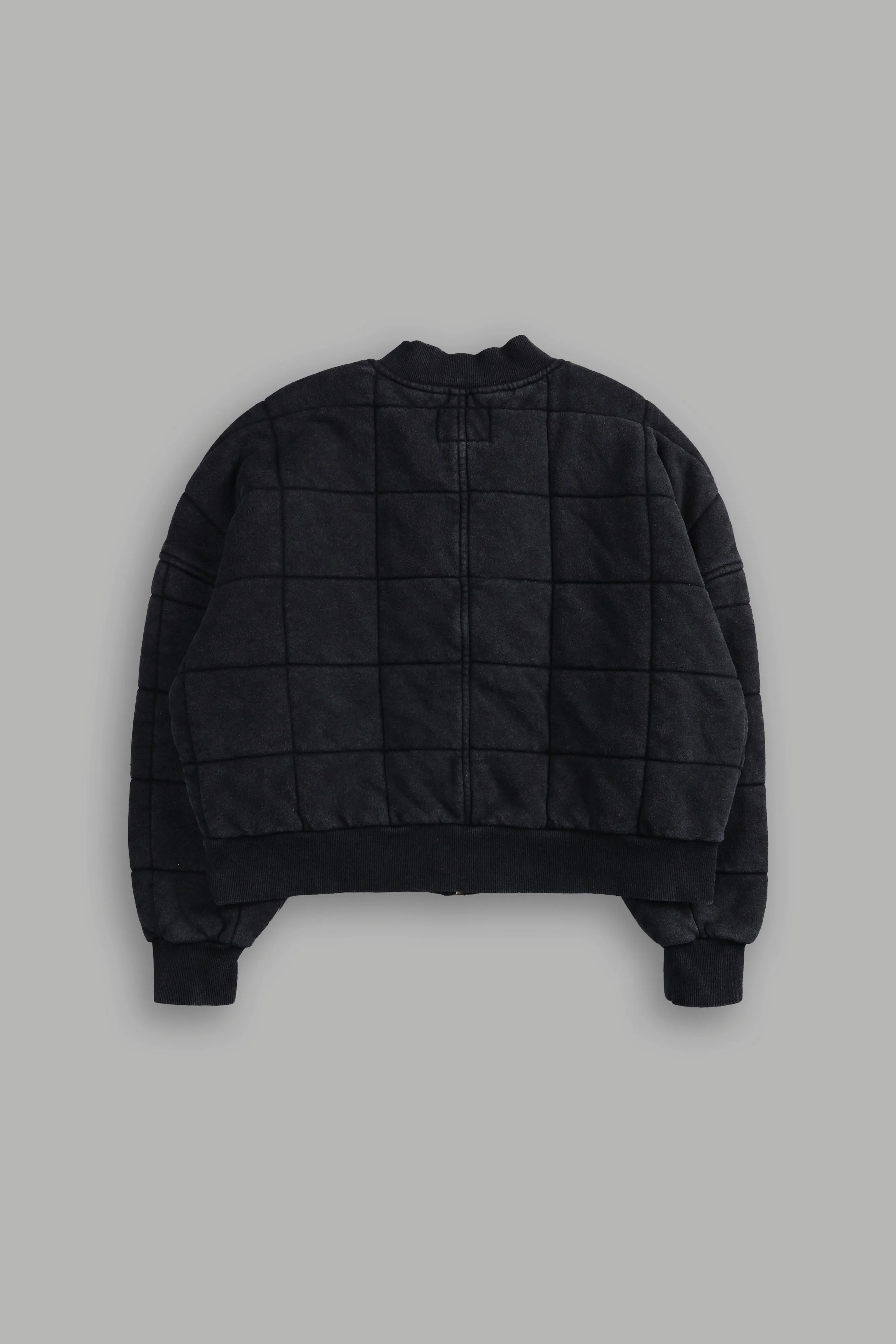 Dual Patch Cropped Quilted She Foley Bomber Jacket in Black