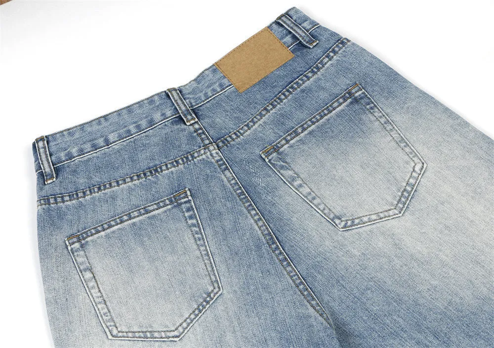 Fashion Washing Gradient Wide-leg Jeans Men