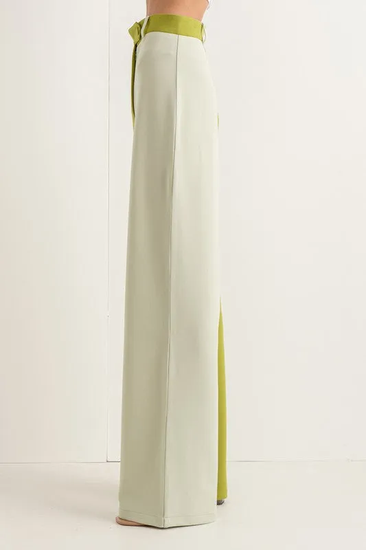 Green Sage Half Half Long Pants