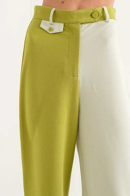 Green Sage Half Half Long Pants