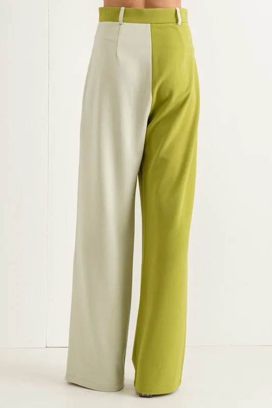 Green Sage Half Half Long Pants