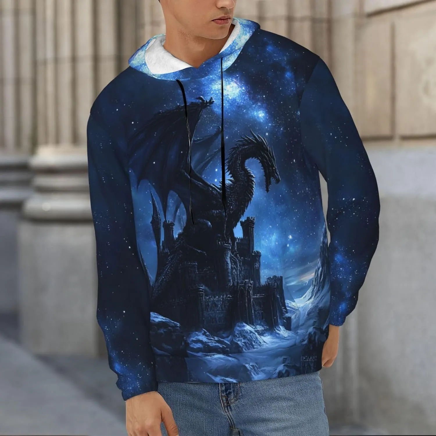 Hoodies for Men Novelty Mens Hoodies 3D Prints Thick Men's Graphic Pullover Hooded Sweatshirts with Big Pockets