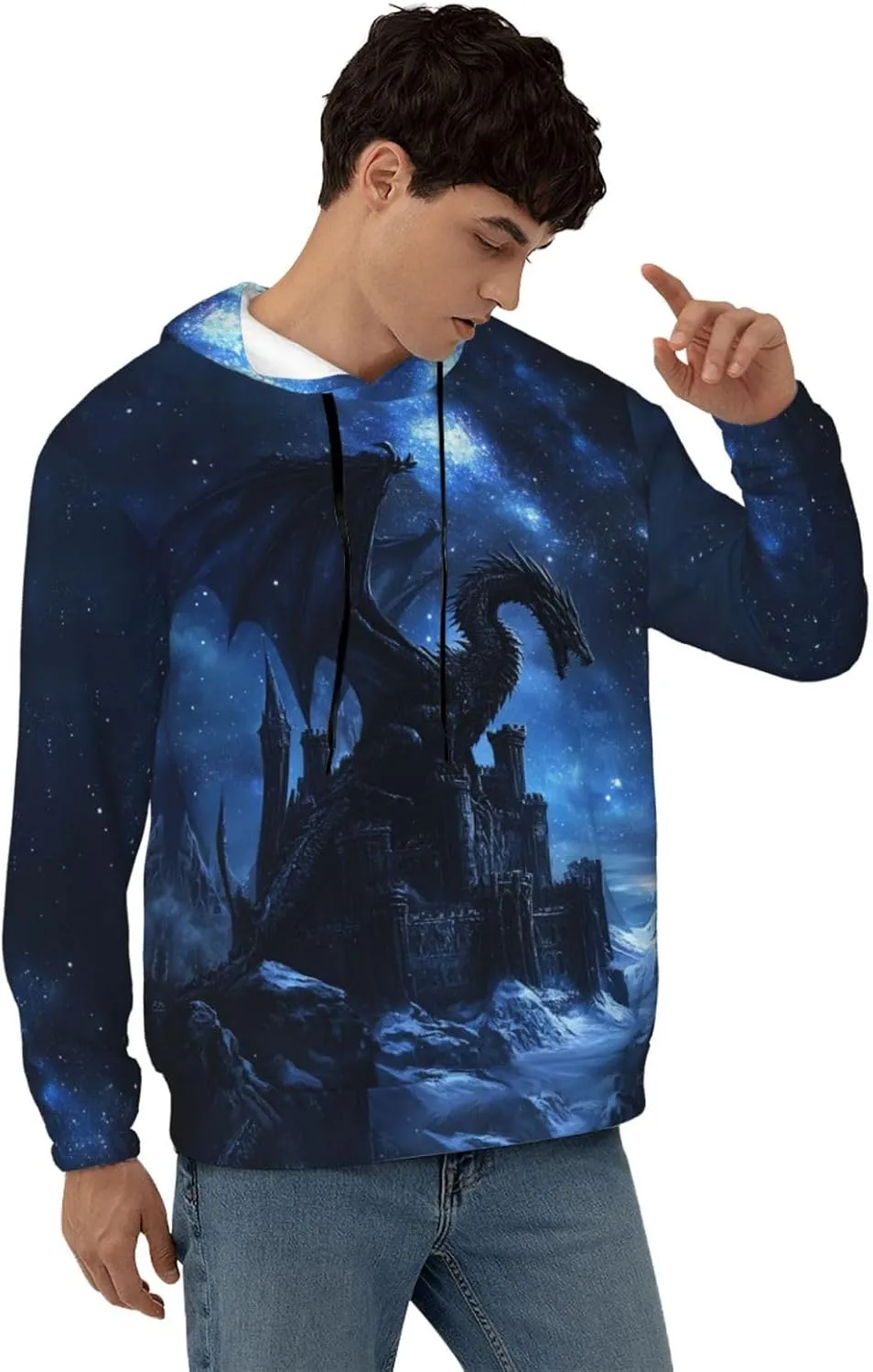 Hoodies for Men Novelty Mens Hoodies 3D Prints Thick Men's Graphic Pullover Hooded Sweatshirts with Big Pockets