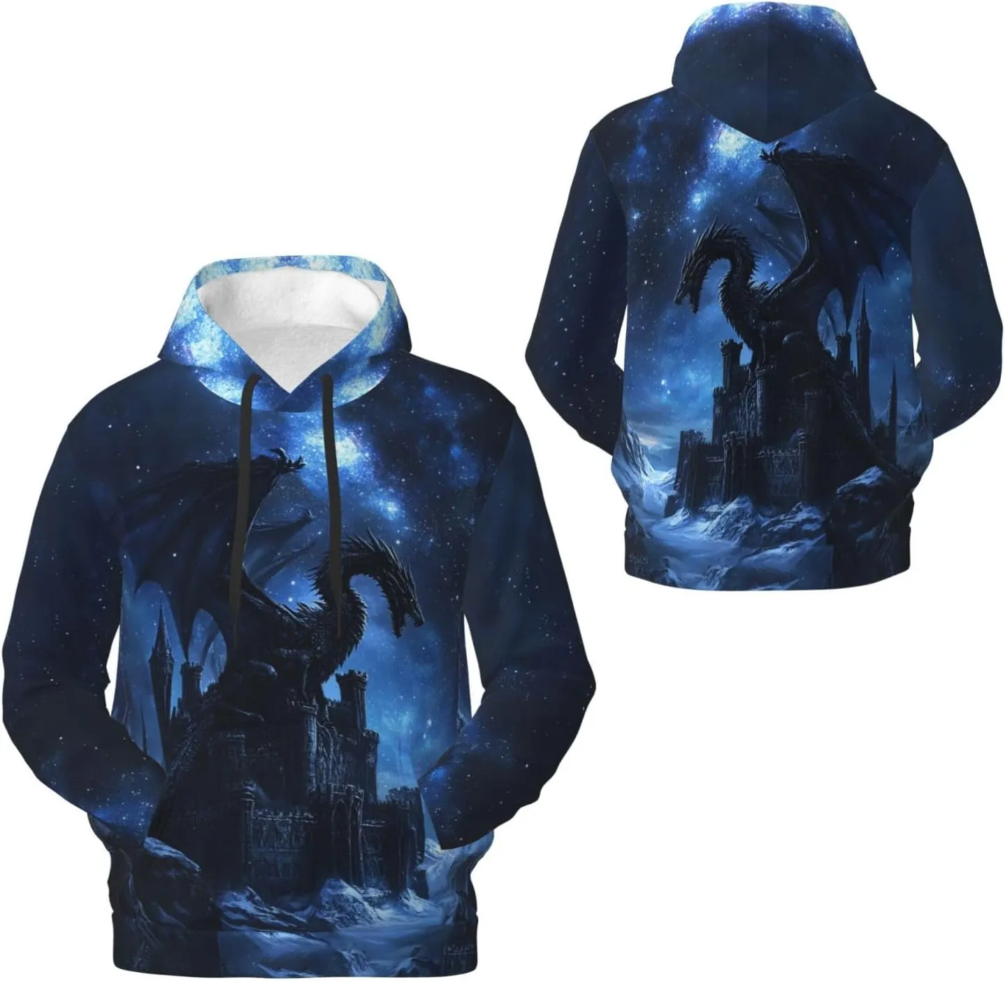Hoodies for Men Novelty Mens Hoodies 3D Prints Thick Men's Graphic Pullover Hooded Sweatshirts with Big Pockets