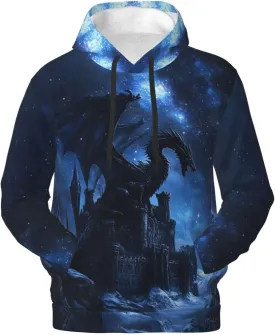 Hoodies for Men Novelty Mens Hoodies 3D Prints Thick Men's Graphic Pullover Hooded Sweatshirts with Big Pockets