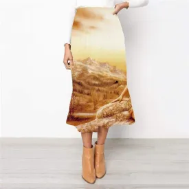 Indios Skirts Women Forest Skirt Ladies Landscape School skirt Mountain High waist skirts