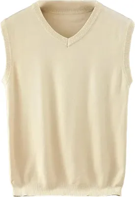 Men's Cashmere Knitted Vest Casual V-Neck Sleeveless Sweaters Jumper Tops
