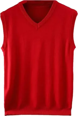 Men's Cashmere Knitted Vest Casual V-Neck Sleeveless Sweaters Jumper Tops