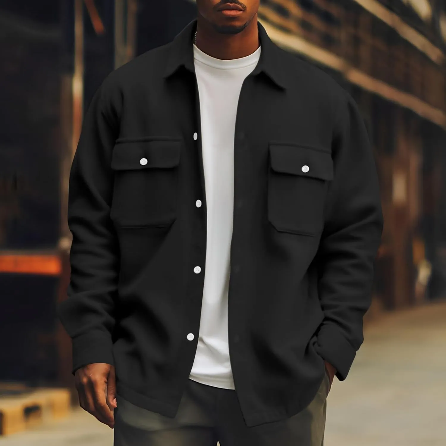 Men's Corduroy Jacket Button Down Shirt Jackets Long Sleeve Graphic Winter Coat Windbreaker Mens Fashion Clothes
