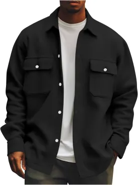 Men's Corduroy Jacket Button Down Shirt Jackets Long Sleeve Graphic Winter Coat Windbreaker Mens Fashion Clothes