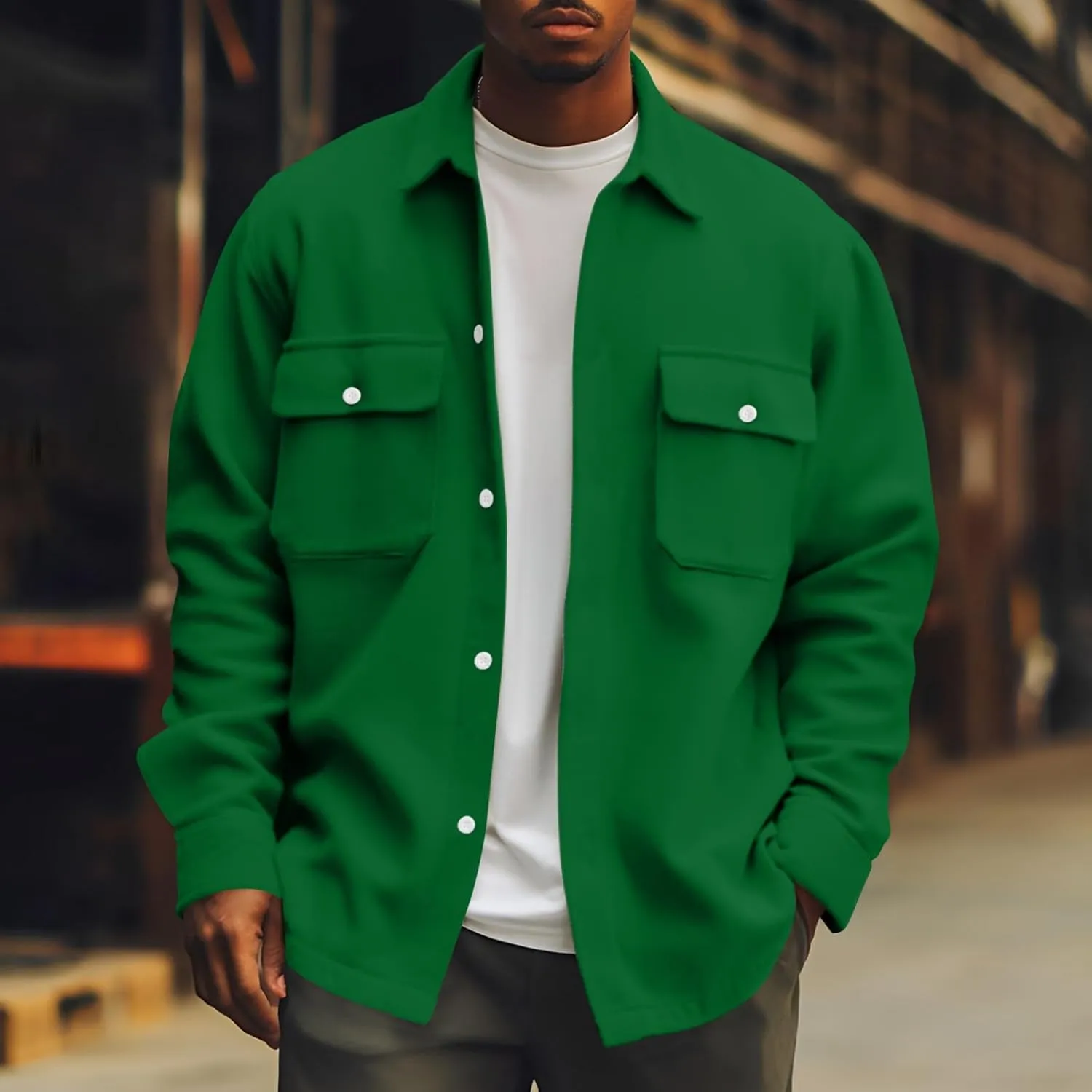 Men's Corduroy Jacket Button Down Shirt Jackets Long Sleeve Graphic Winter Coat Windbreaker Mens Fashion Clothes
