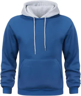 Mens Hoodies Pullover Color Block Fleece Long Sleeve Sweatshirt Tops with Pocket