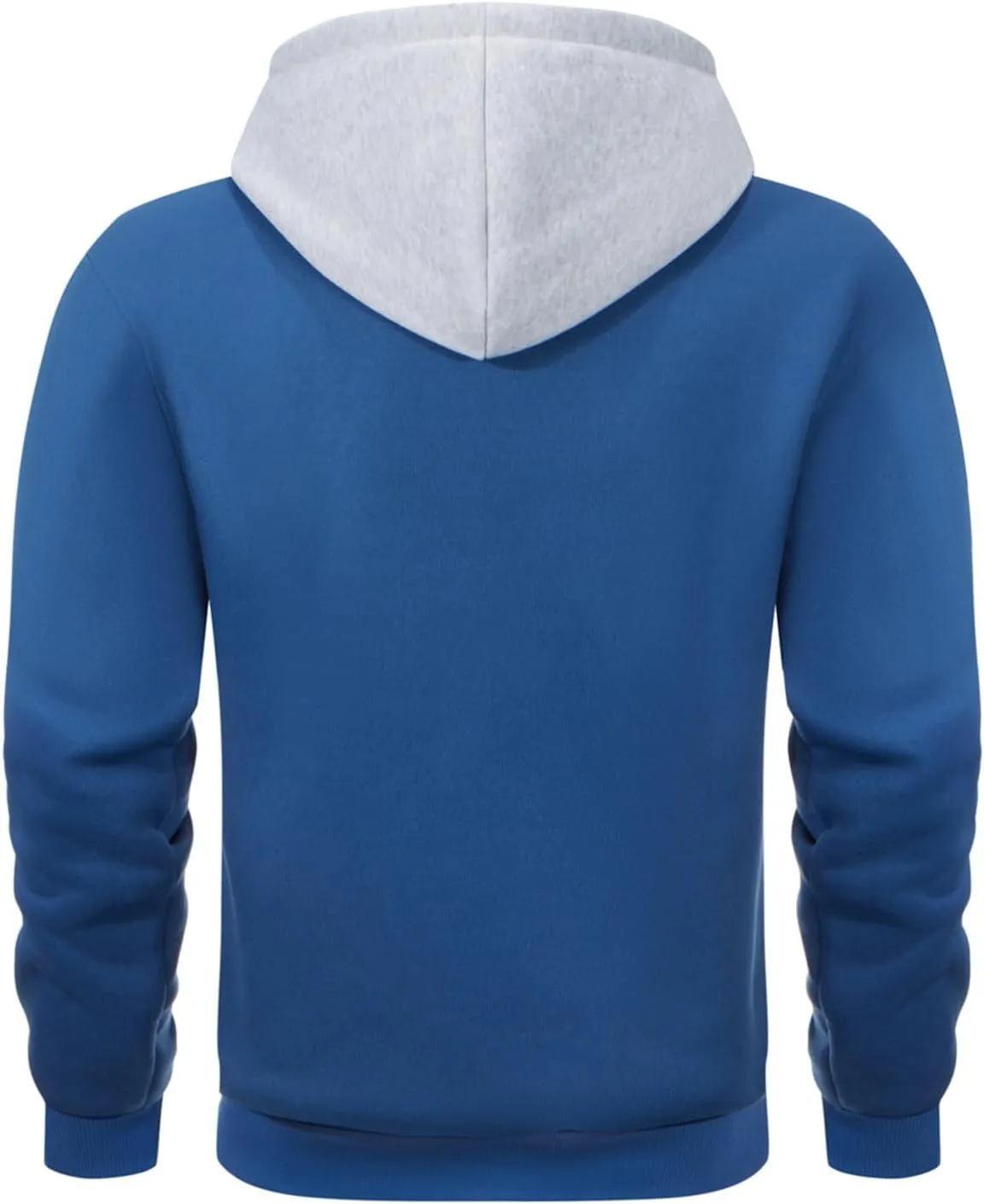Mens Hoodies Pullover Color Block Fleece Long Sleeve Sweatshirt Tops with Pocket