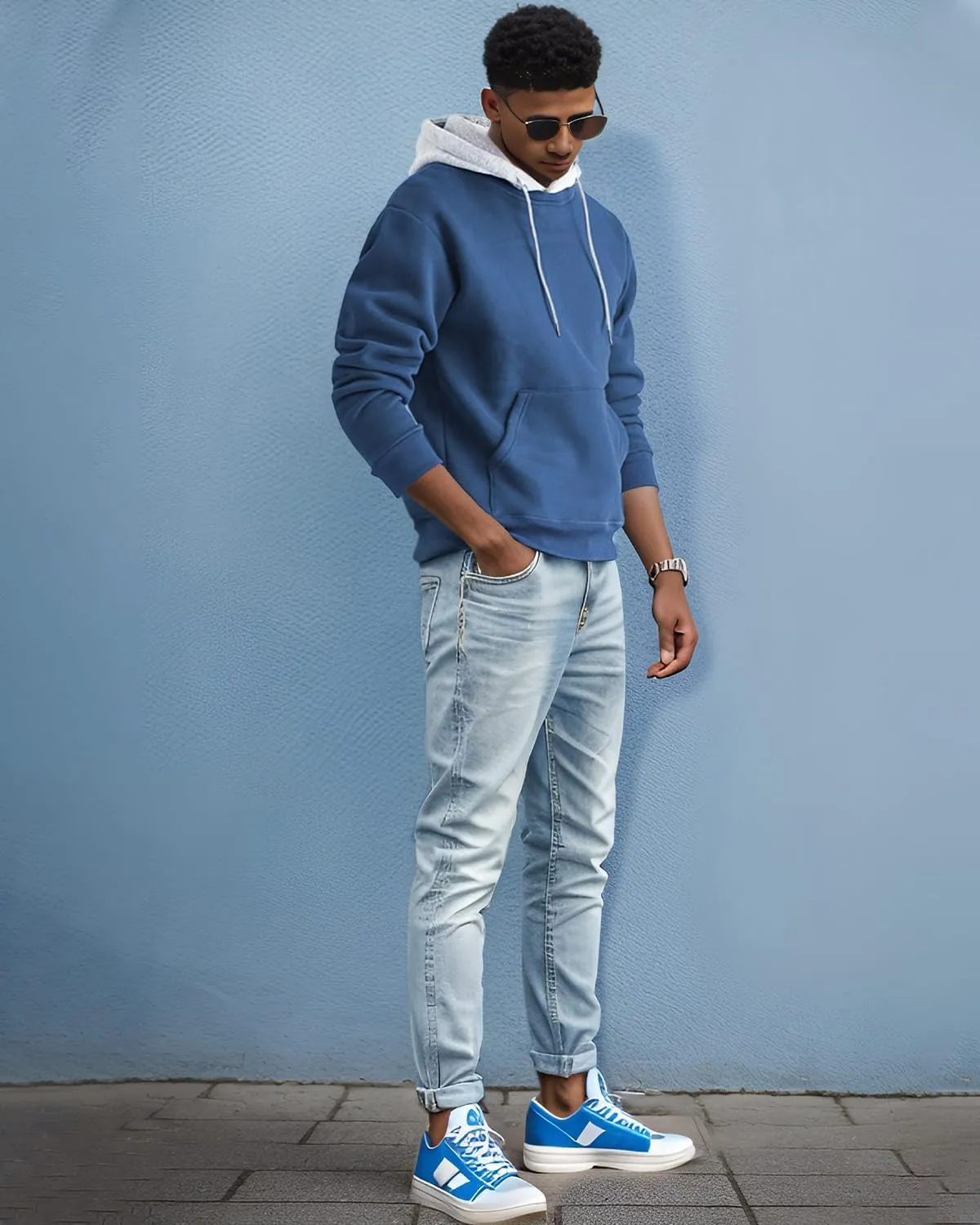 Mens Hoodies Pullover Color Block Fleece Long Sleeve Sweatshirt Tops with Pocket