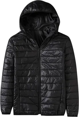 Men's Puffer Jackets Warm Puffy Lightweight Down Jacket Windproof Packable Quilted Coat Hoodless Winter Parka