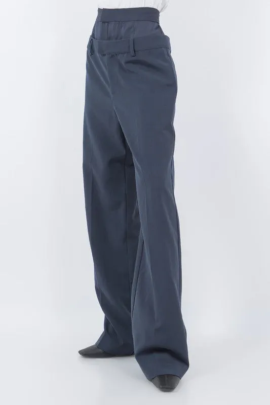 Navy Double Waist Trousers