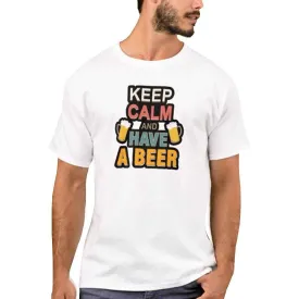 Nutcase Designer Round Neck Men's T-Shirt Wrinkle-Free Poly Cotton Tees - Keep Calm and Beer