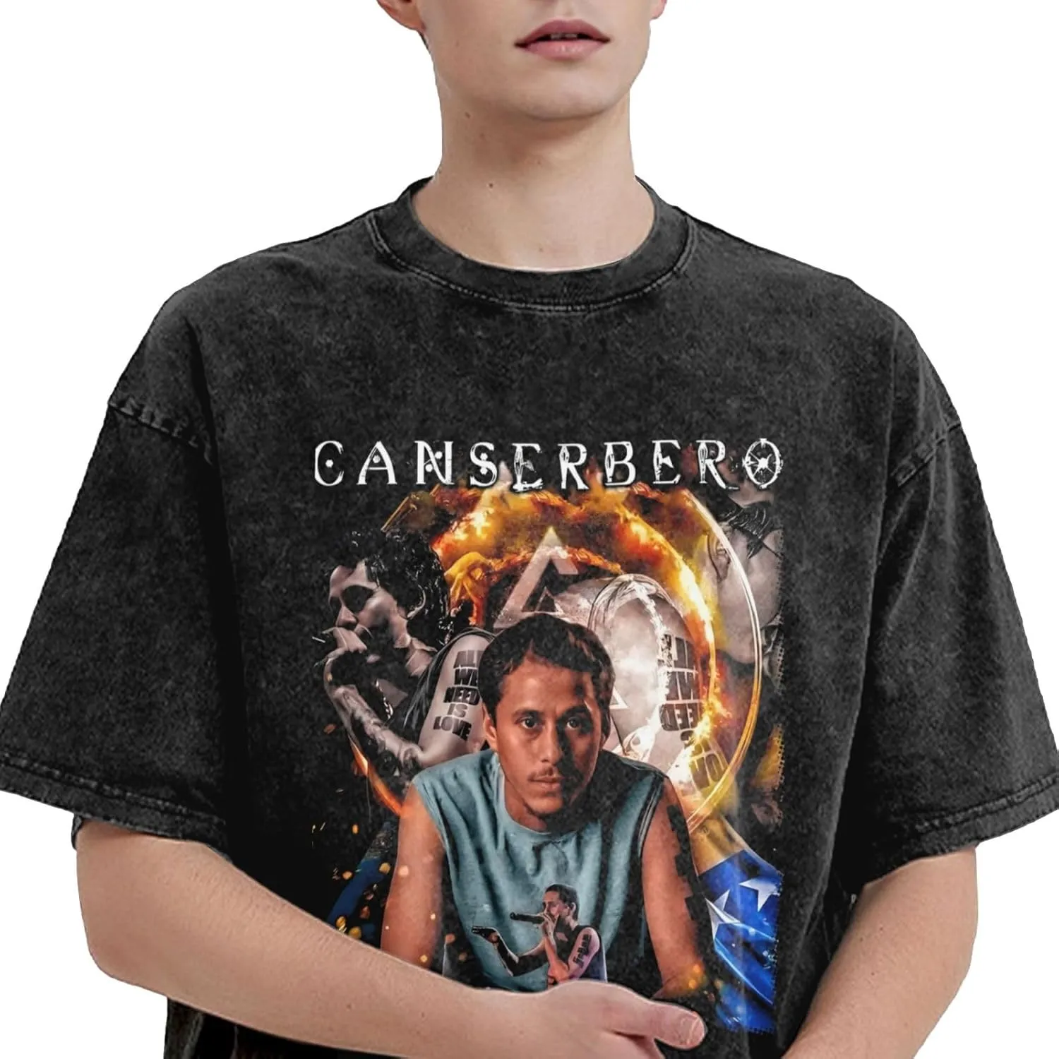 Shirt Men's Oversized Loose Fit Vintage Washed Cotton Casual T-Shirts