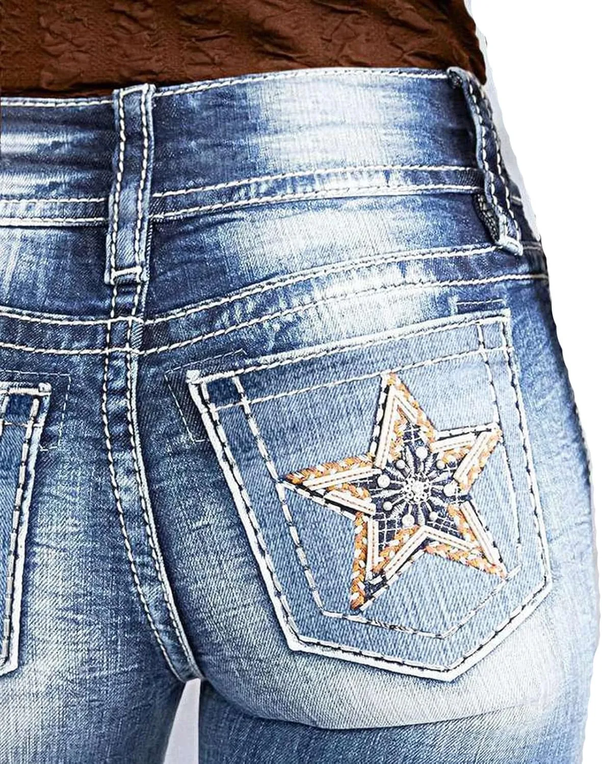Vintage Bell Bottom Jeans for Women Low Rise Flare Wide Leg Stretchy Bootcut Jeans Distressed Wash 90S Ankle Denim Pants
