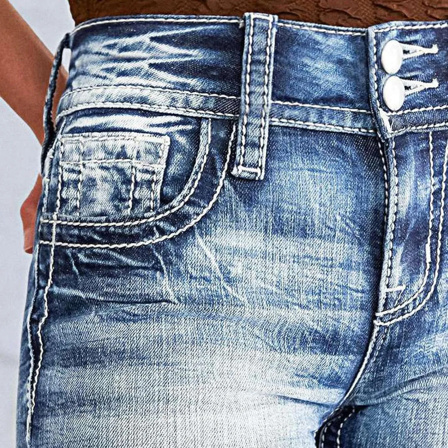 Vintage Bell Bottom Jeans for Women Low Rise Flare Wide Leg Stretchy Bootcut Jeans Distressed Wash 90S Ankle Denim Pants