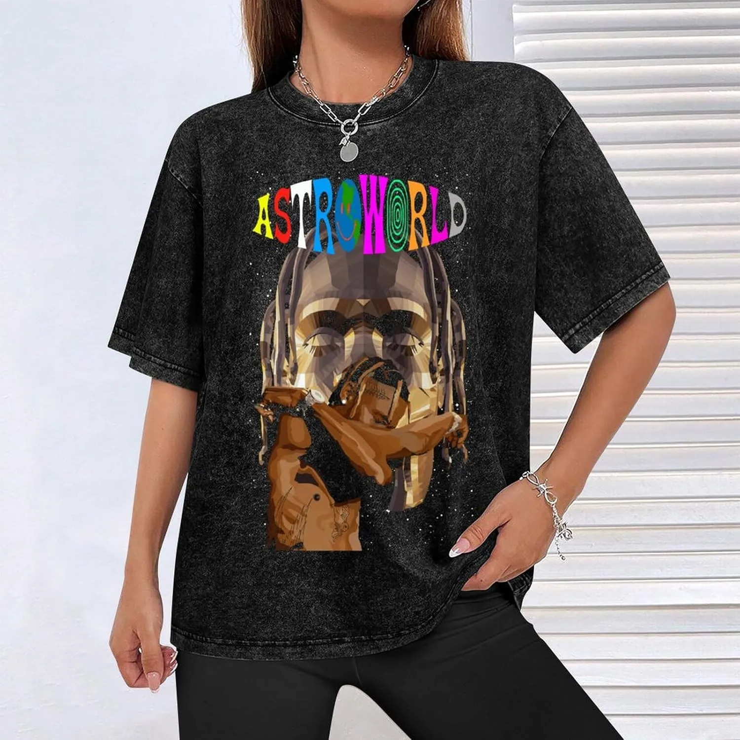 Women Crew Neck Short Sleeve Vintage T-Shirt