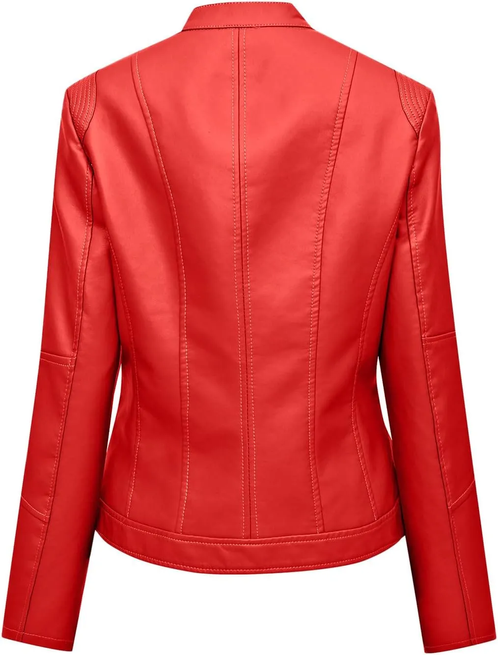 Women Faux Leather Casual Jacket Slim Zipper PU Pleather Jackets Plus Size Long Sleeve Cropped Motorcycle Bike Coat