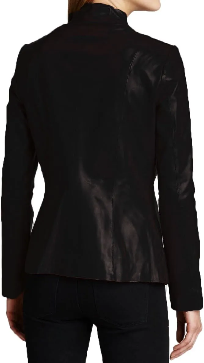 Womens Solid Cheezy Genuine Lambskin Leather Jacket, Biker Jacket