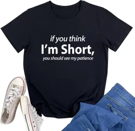 YITAN Womens I'm Short Graphic Tees Cute Summer T-Shirts